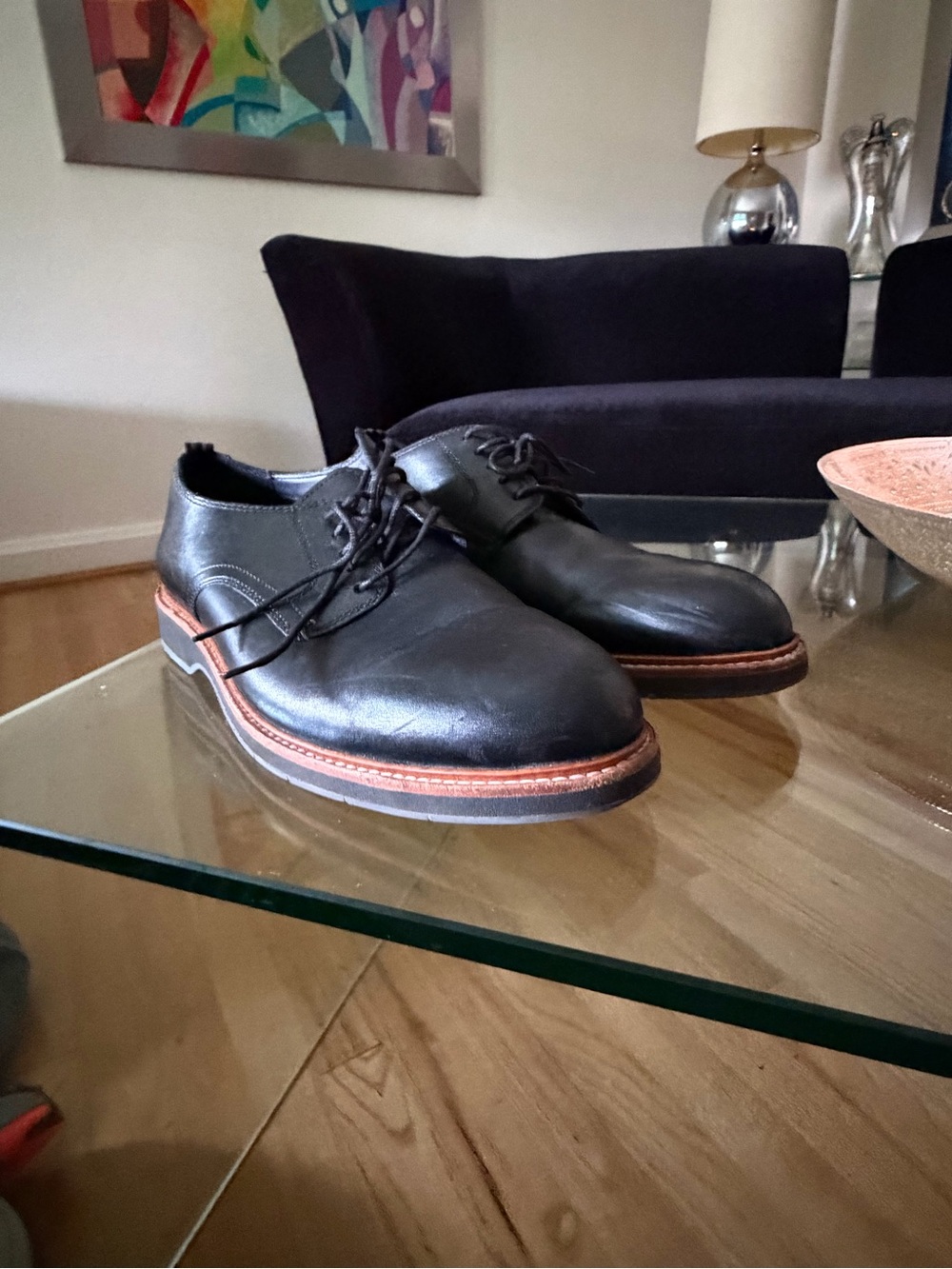 Cole Haan Men's Black Leather Derby Shoes